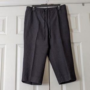 Kim Rogers Black Linen Capri Pants, Size 14